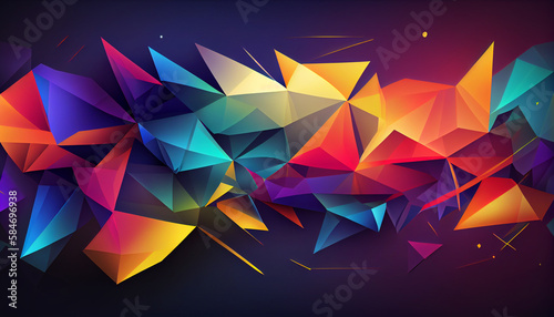 Geometric colorful background in low poly style. Polygonal background. Generative AI