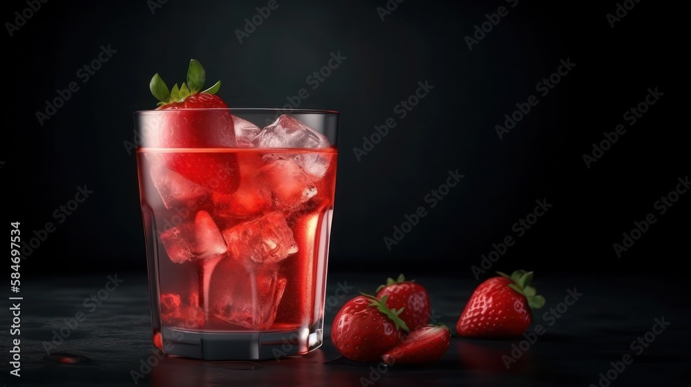 Fresh strawberry summer cocktail, generative ai Fresh strawberry summer cocktail, generative ai