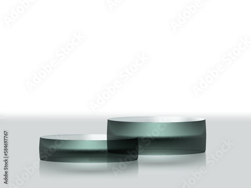 3D Luxury Glass Podium, Cylinder Glossy Pedestal