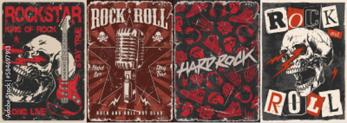 Rock star colorful set posters