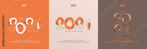 Set of 2024 new year square banner template design concept