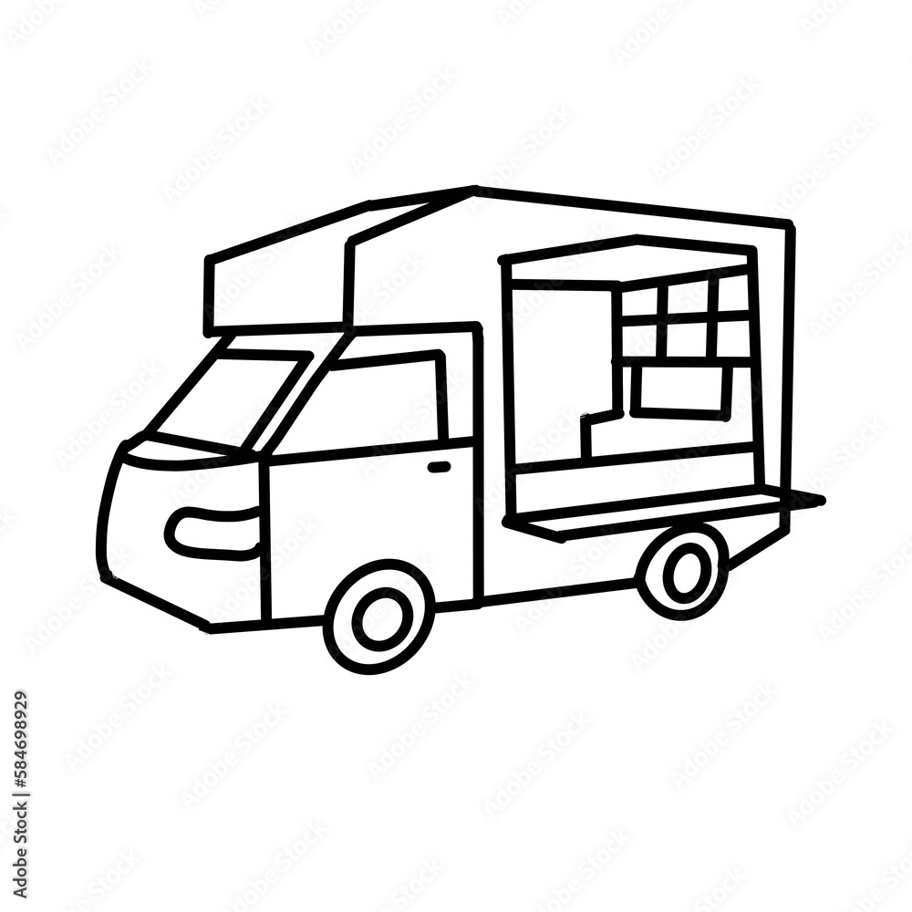 food truck picnic hand drawn organic line food truck picnic hand drawn organic line