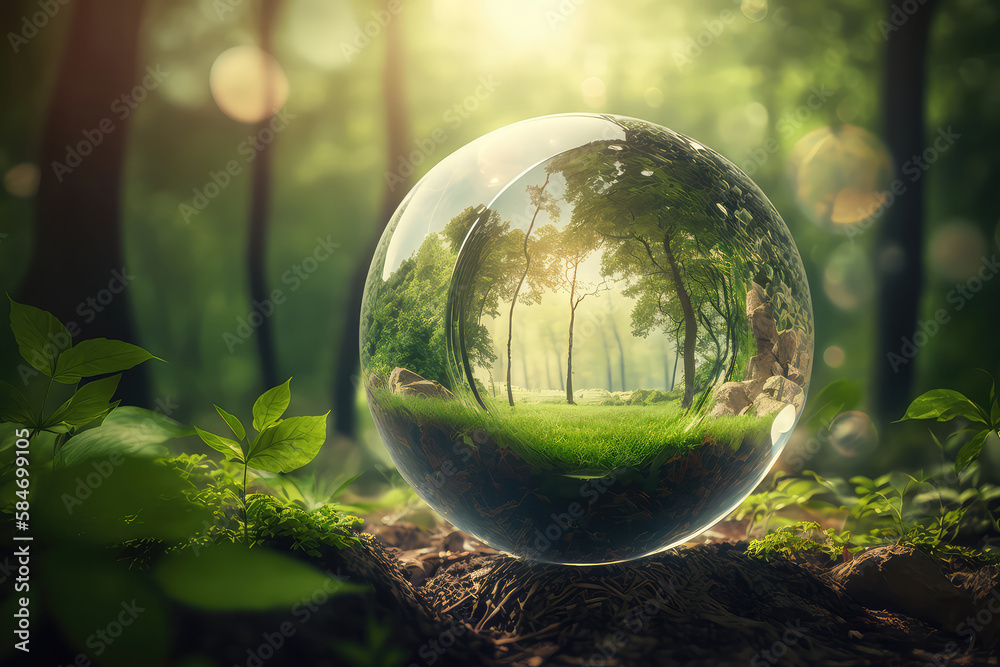 Environment Concept - Globe Glass In Green Forest With Sunlight (ai generated) Environment Concept - Globe Glass In Green Forest With Sunlight (ai generated)