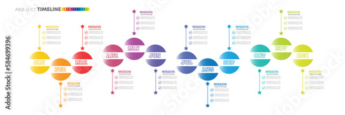 infographic Project timeline graph for 12 months modern diagram calendar, presentation vector infographic.