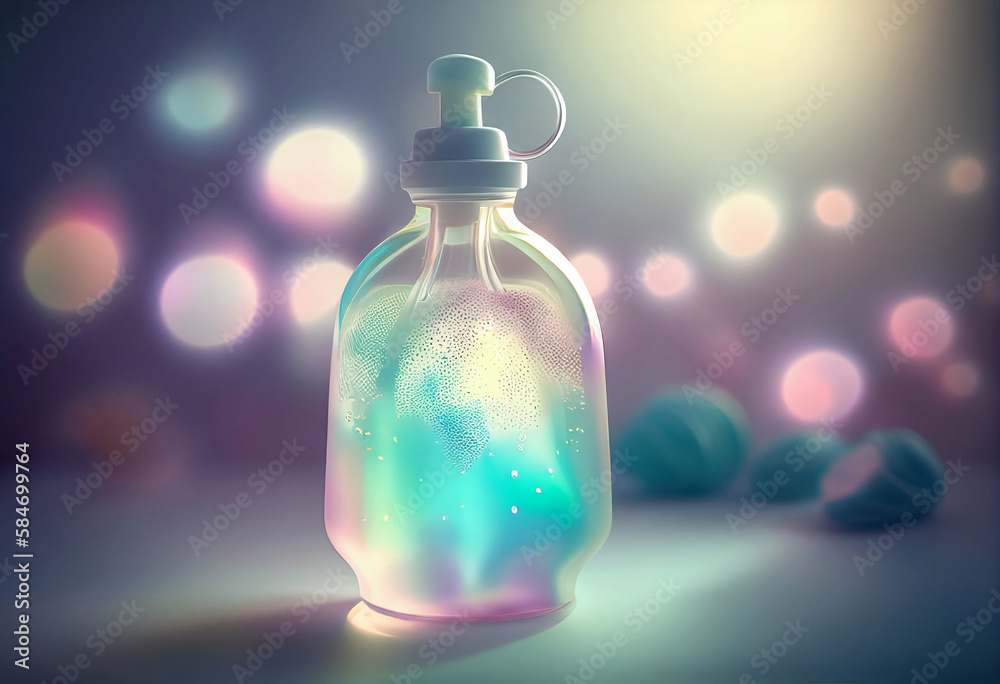 Bottle of perfume isolated on pastel color background. Generative AI.