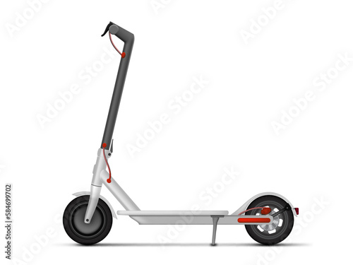 3D White Electric Kick Scooter With Shadow