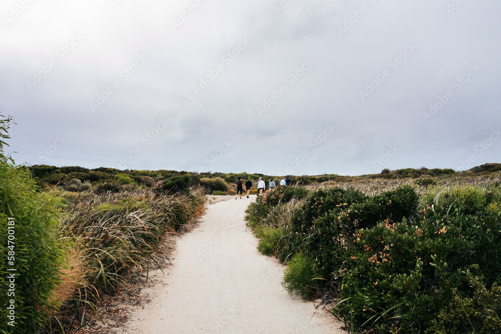 Walking trail in the Australian coastal bush of Point Peron in Perth, Western Australia Walking trail in the Australian coastal bush of Point Peron in Perth, Western Australia
