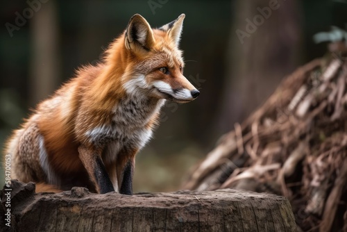 Fox on the stump. Generative AI