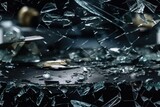 sharp glass fragments over a dark background. Generative AI
