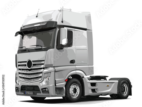 truck art 3d realistic big design semi modern white lorry power diesel motor isolated background vector template photo