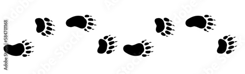 Bear footprint. Paw vector foot trail print of bear. For t-shirts, backgrounds, patterns, design, greeting cards, child prints. Vector illustration.