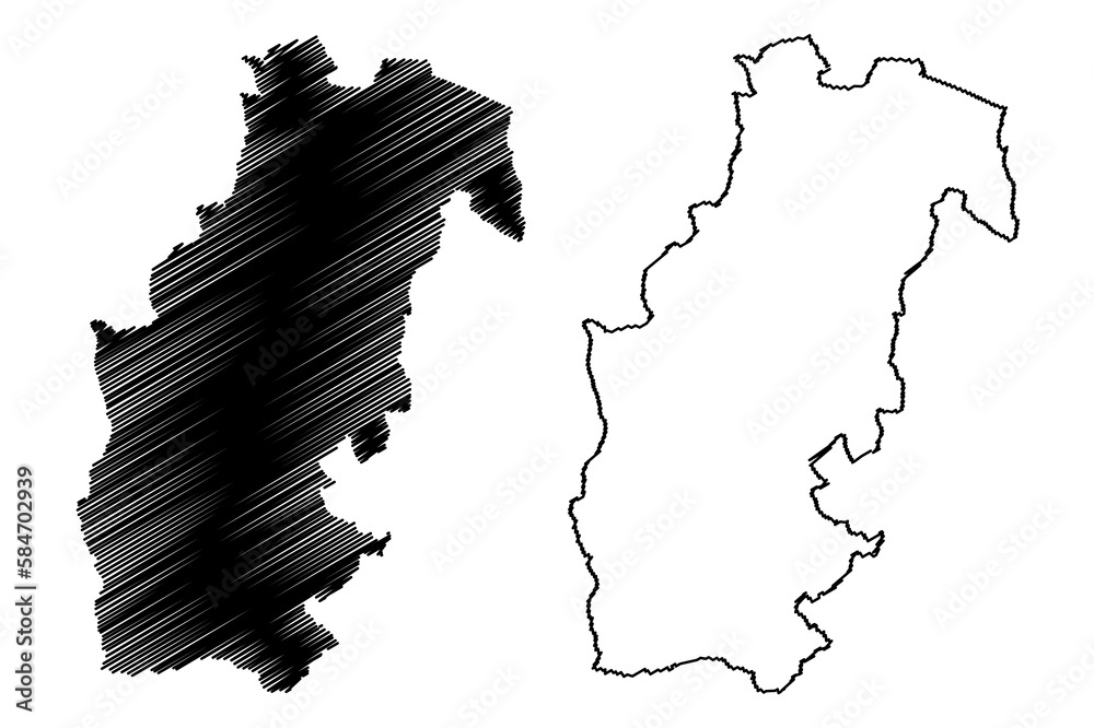 Sevenoaks Non-metropolitan district (United Kingdom of Great Britain and Northern Ireland, ceremonial county Kent, England) map vector illustration, scribble sketch map