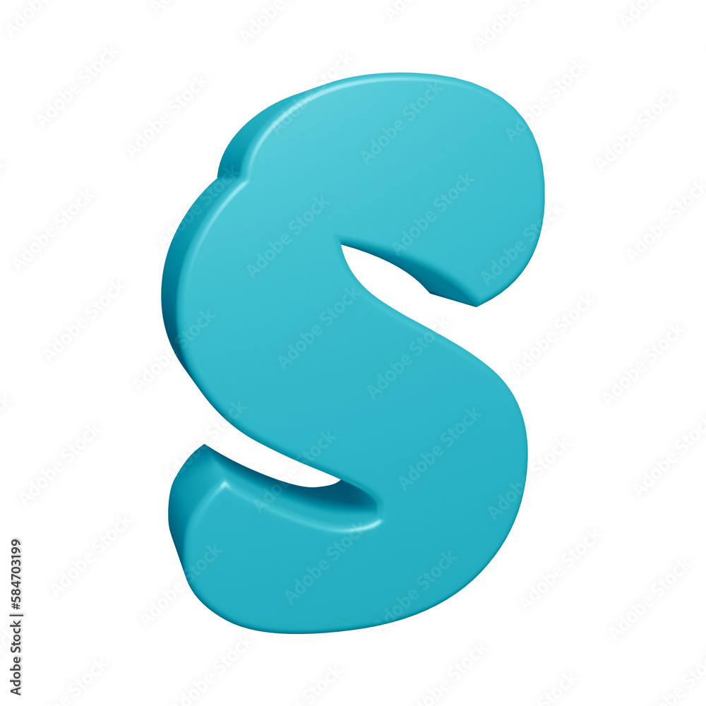 Blue alphabet letter s in 3d rendering for education concept Blue alphabet letter s in 3d rendering for education concept