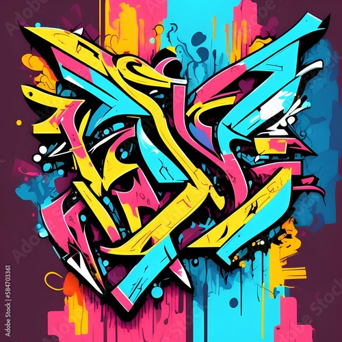 Abstract Urban Street Art Graffiti Style Vector Illustration - generative ai