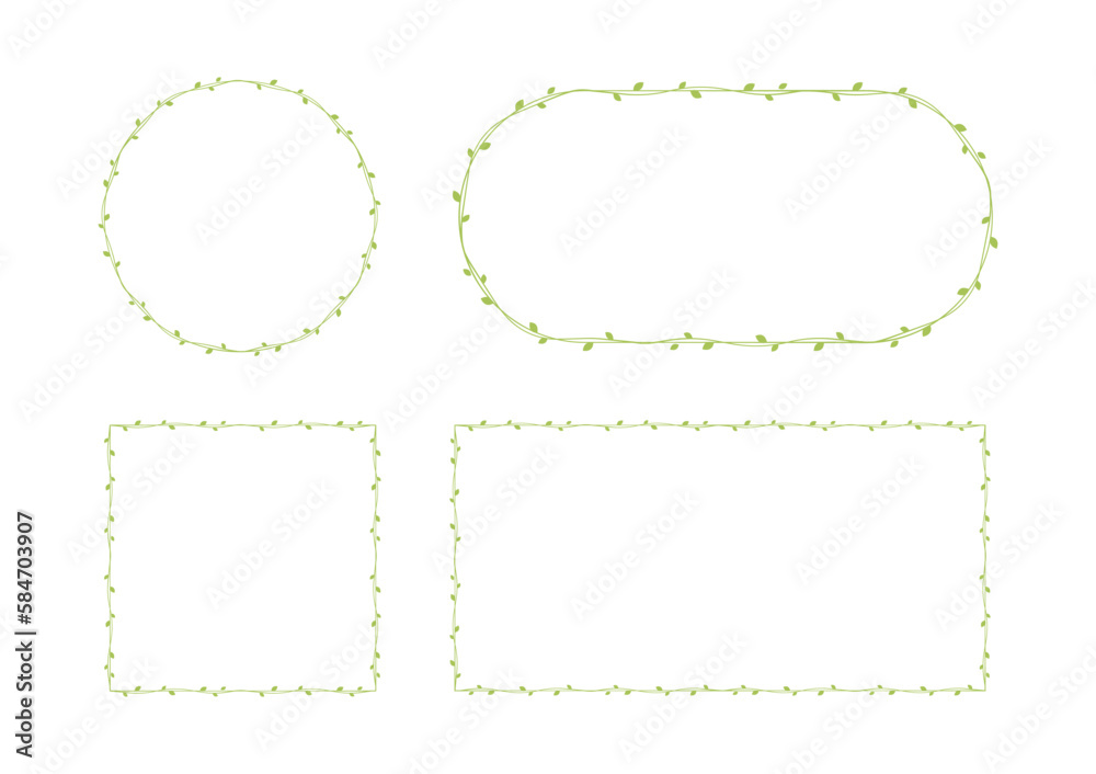 Green vine frames and borders set, floral botanical design element vector illustration Green vine frames and borders set, floral botanical design element vector illustration