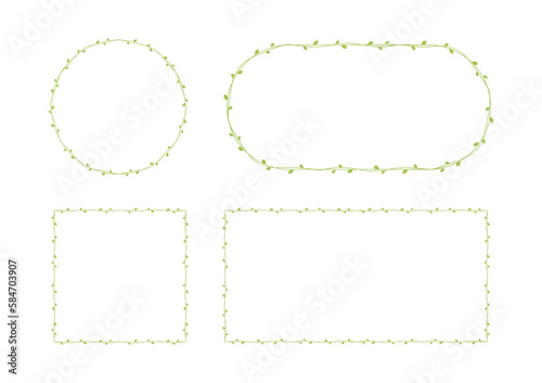 Green vine frames and borders set, floral botanical design element vector illustration