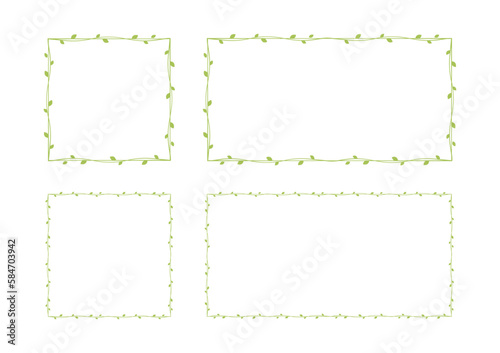 Square and rectangle green vine frames and borders set, floral botanical design element vector illustration
