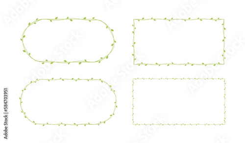 Green vine frames and borders set, floral botanical design element vector illustration