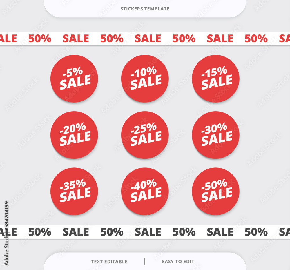 Fototapeta premium Set of sale stickers and stripes templates. Labels for your design. Graphic elements. Vector illustration.