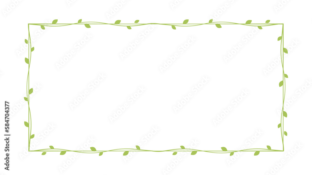 Rectangle green vine frames and borders, floral botanical design element vector illustration