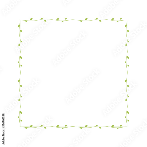 Square green vine frames and borders, floral botanical design element vector illustration