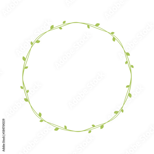 Round green vine frames and borders, floral botanical design element vector illustration