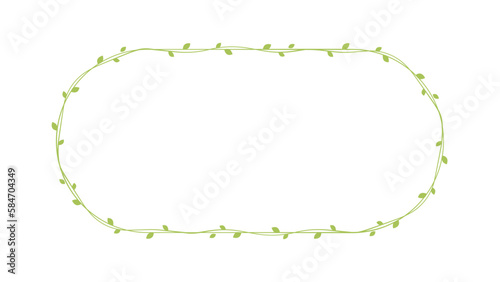 Oval green vine frames and borders, floral botanical design element vector illustration