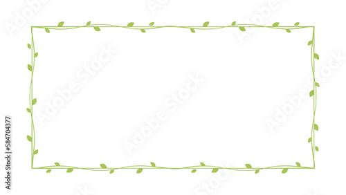 Rectangle green vine frames and borders, floral botanical design element vector illustration