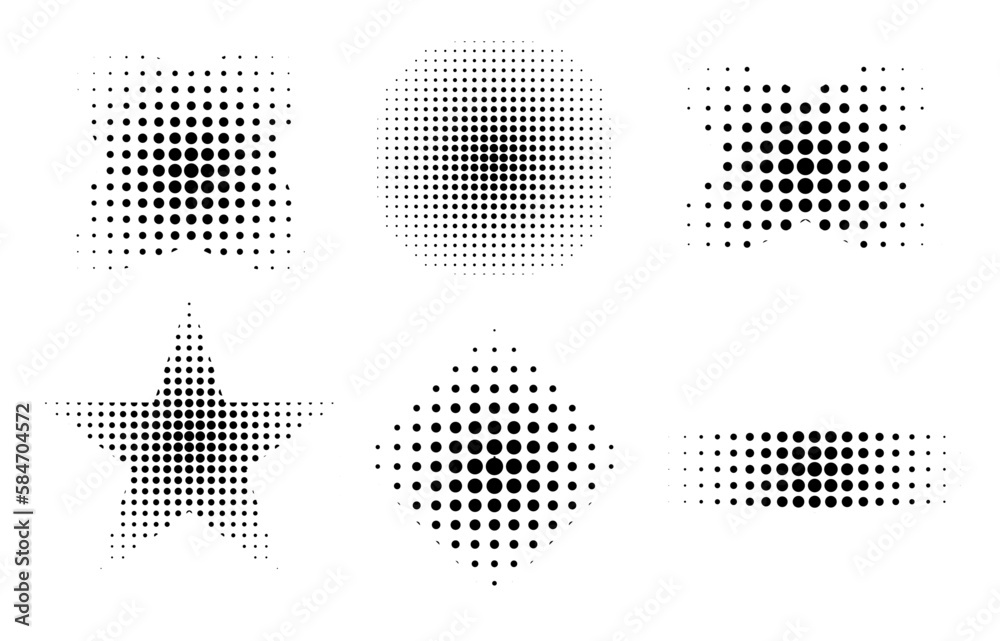 set of  Halftone classic background vector icons halftone