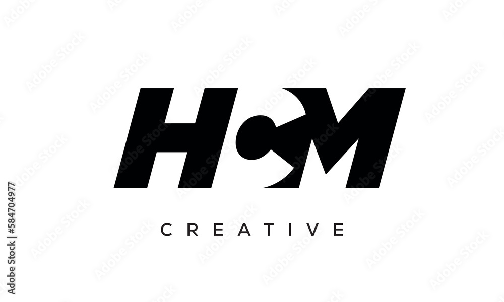 HCM letters negative space logo design. creative typography monogram vector	