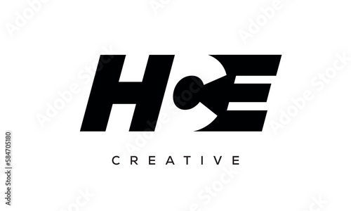 HCE letters negative space logo design. creative typography monogram vector	