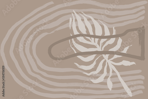 Abastract Contemporary Dry Brush Beige Print
