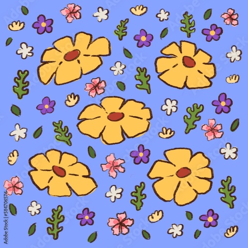 seamless background with colorful flowers