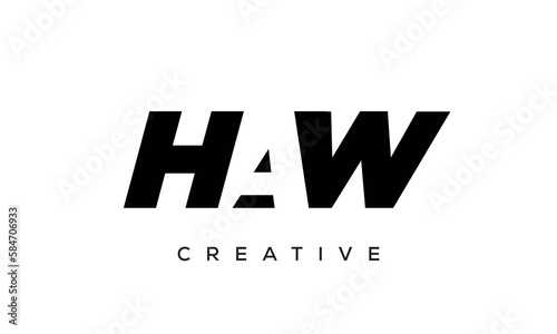 HAW letters negative space logo design. creative typography monogram vector 