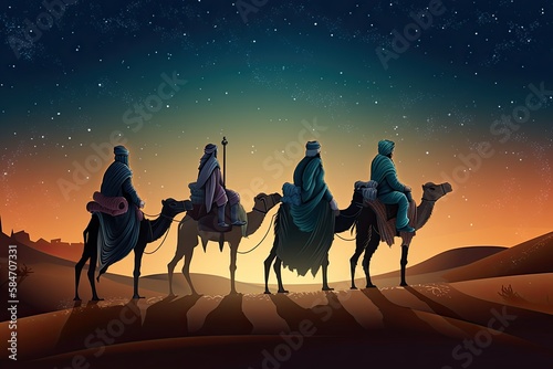 Fotomurale Epiphany in Bethlehem: Illuminating the Star of the Three Magi Kings - Melchior, Caspar, and Balthasar