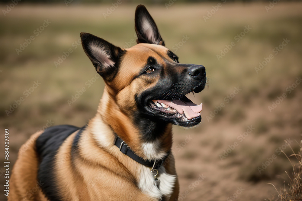 Belgian Shepherd Malinois guarding the border. Generative AI. Belgian Shepherd Malinois guarding the border. Generative AI.