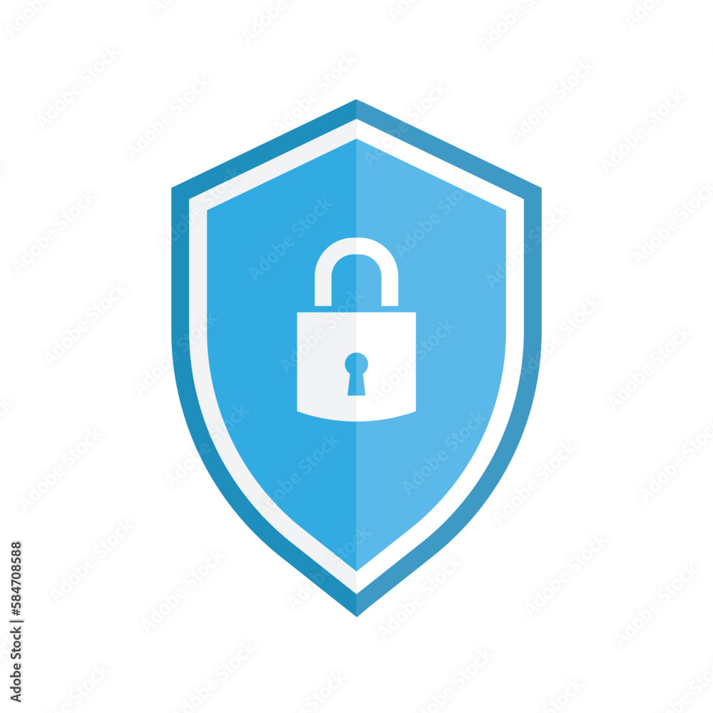 security shield icon with lock, shield logo in flat style security shield icon with lock, shield logo in flat style