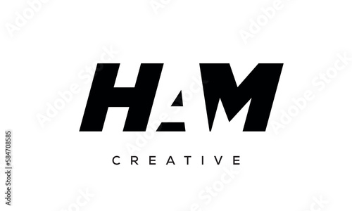 HAM letters negative space logo design. creative typography monogram vector 