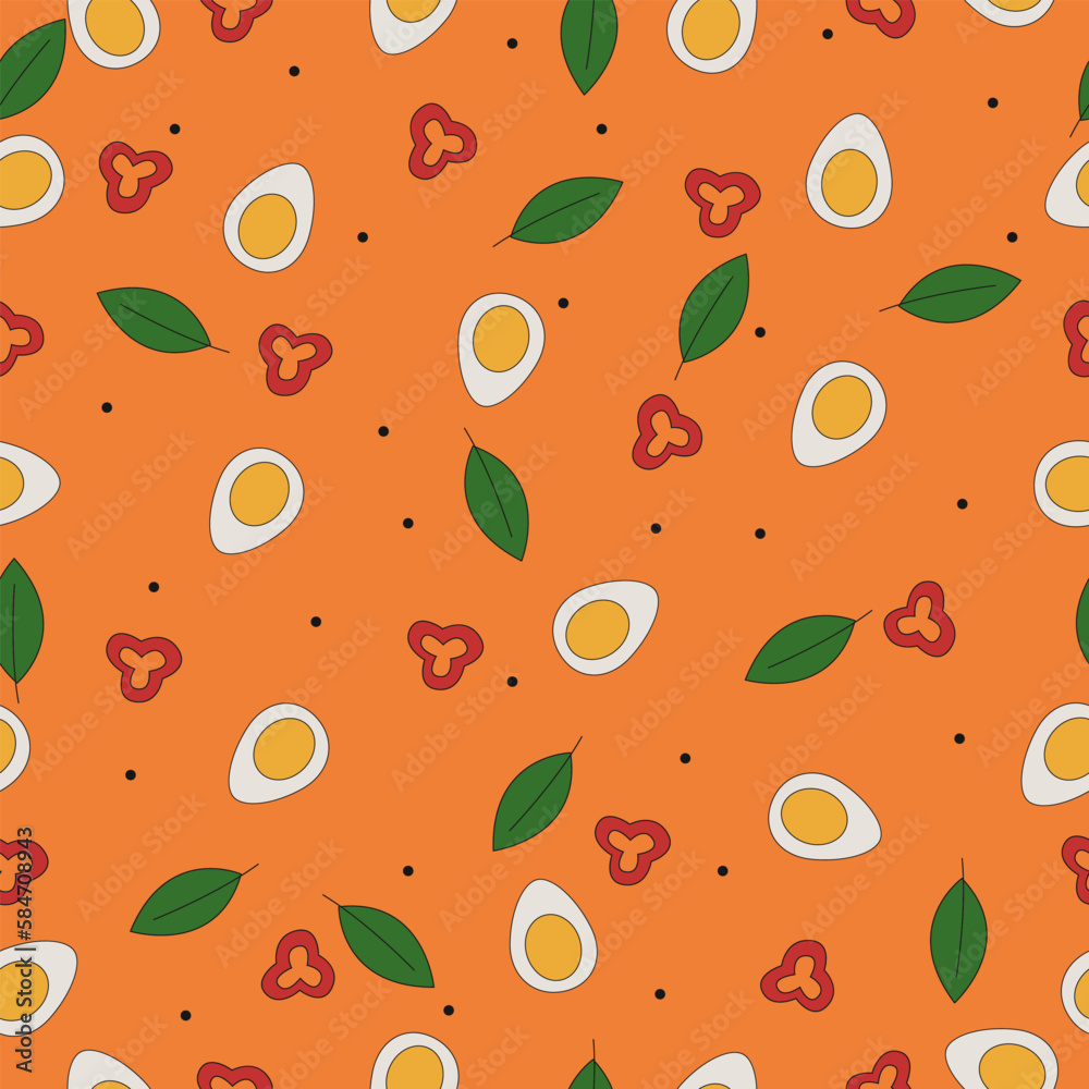Seamless pattern with ingredients of ramen