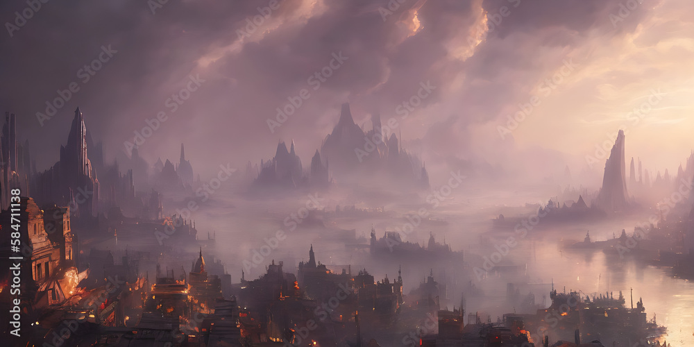 Skyline of a Fantasy City