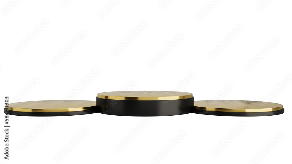 Black Gold Luxury Podium Product Display Stand On Transparent Background Minimal Showcase. 3D Render Illustration Black Gold Luxury Podium Product Display Stand On Transparent Background Minimal Showcase. 3D Render Illustration