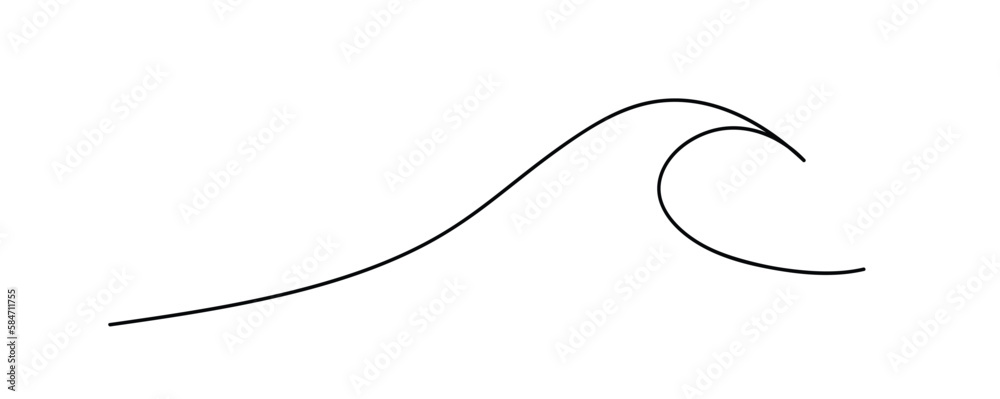 Sea wave one line drawing art. Abstract minimal logo Sea wave one line drawing art. Abstract minimal logo