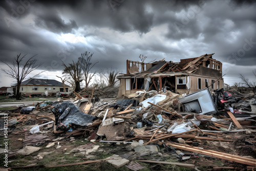 Twisted Reality: Tornado's Trail of Destruction and Chaos - AI Generative