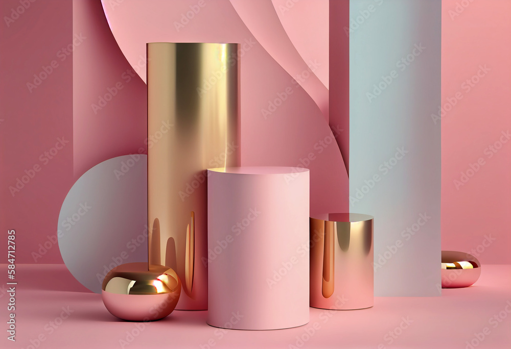Cylinder podium on pink background. Product presentation, mock up. Generative ai Cylinder podium on pink background. Product presentation, mock up. Generative ai