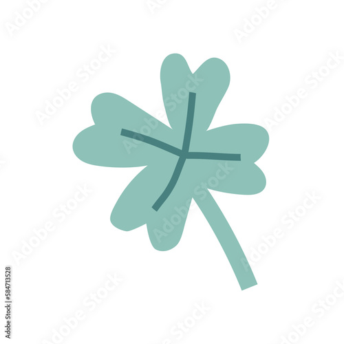flat four-leaf clover. leprechauns, patrick's day, lucky man. hand drawn vector illustration.