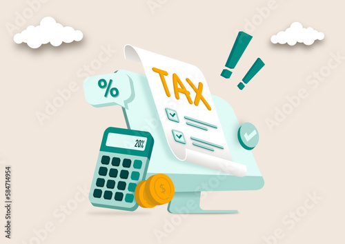Tax preparation abstract concept vector illustration. The corporate tax, taxable income, fiscal year, document preparation, payment planning, corporate accountancy, and annual return abstract metaphor