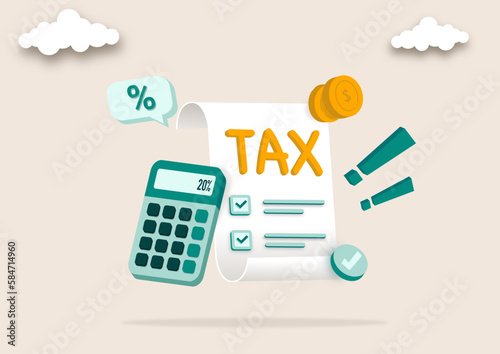 Tax preparation abstract concept vector illustration. The corporate tax, taxable income, fiscal year, document preparation, payment planning, corporate accountancy, and annual return abstract metaphor