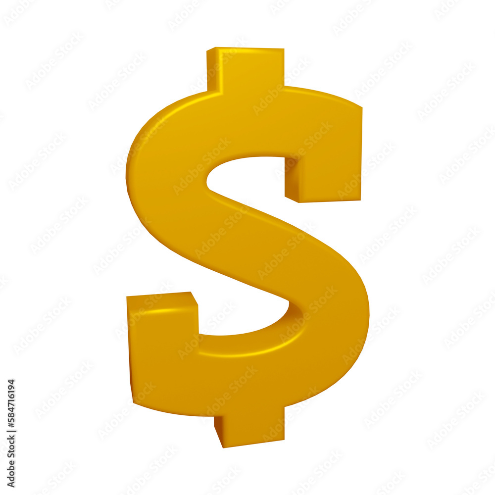Golden dollar symbol or icon design in 3d rendering Golden dollar symbol or icon design in 3d rendering