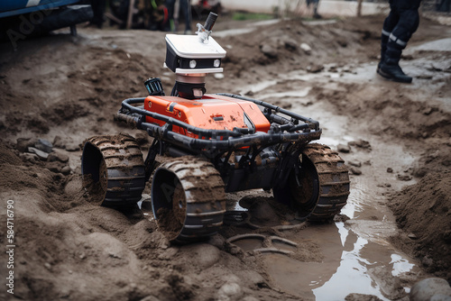 A Robot Assisting In Search And Rescue Operations, Using Sensors And Cameras To Locate People In Disaster Zones. Generative AI