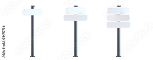 3d direction road sign icons set with shadow isolated on gray background. Render of template crossroad street sign to choose the right direction and street. 3d cartoon simple vector illustration